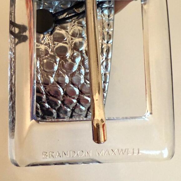 Brandon Maxwell Silver Belt Large Crocodile-Effect Lucite Baddie NWT Giftable - Picture 5 of 7